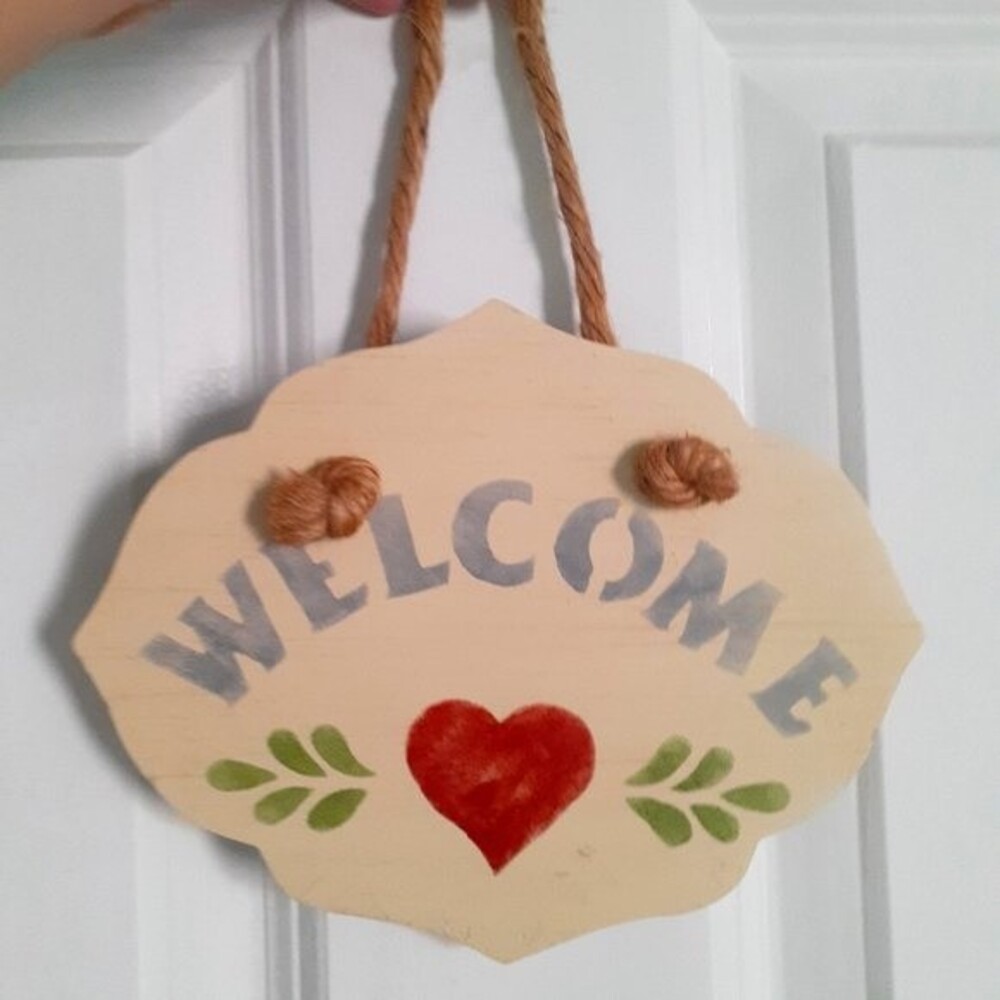 Front Door Wooden Hanging Welcome Sign Rustic Cottage Farmhouse Decor